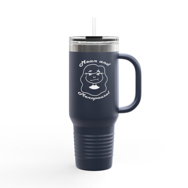 Funny Insulated Resting Bitch Face Travel Mug: Hot & Cold; Navy Blue