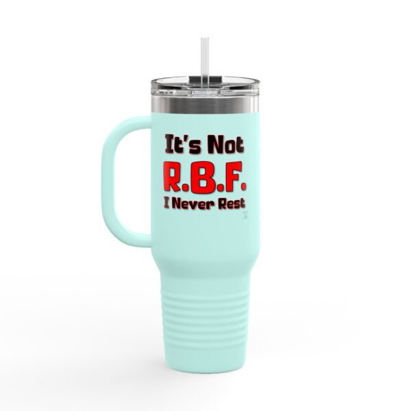 Funny Insulated Resting Bitch Face Travel Mug: Hot & Cold: Teal RBF