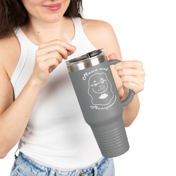 Funny Insulated Resting Bitch Face Travel Mug: Hot & Cold: Gray