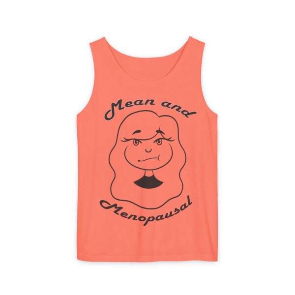Women’s Tank Top by Mean & Menopausal in Bright Salmon – front view