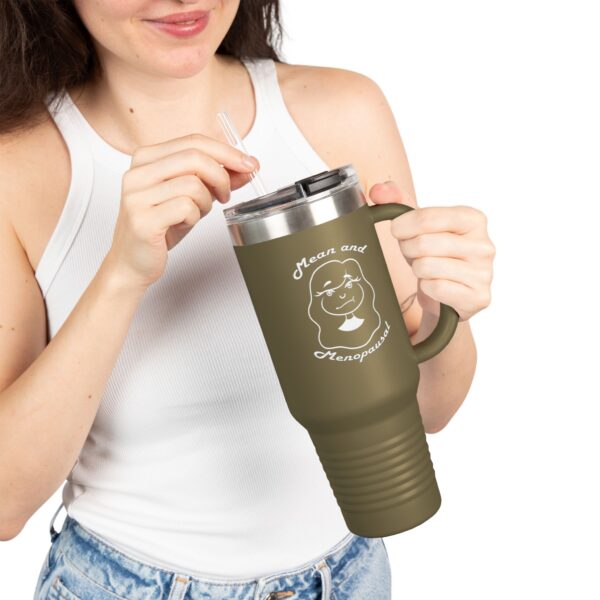 Funny Insulated Resting Bitch Face Travel Mug: Hot & Cold: Army Green