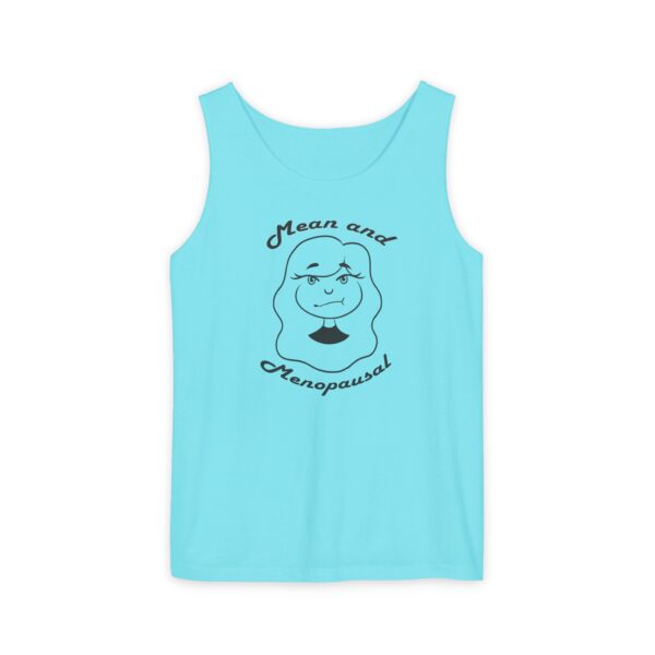 Women’s Tank Top by Mean & Menopausal in Lagoon Blue – front view