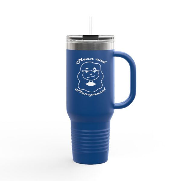 Funny Insulated Resting Bitch Face Travel Mug: Blue, Hot & Cold