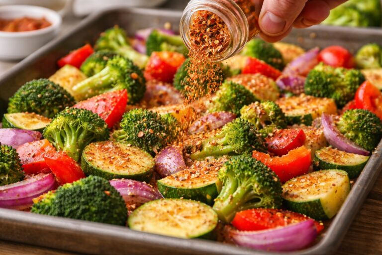 Vegetables heavily seasoned with Cajun spices due to perimenopause-related taste changes